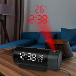 ZX1006A Digital Projection Alarm Clock with Temperature Time 180°Rotation LED Display Dual Alarm Clock Snooze Function USB Electronic Table Bedroom Bedside 3D Wall Projection Clocks