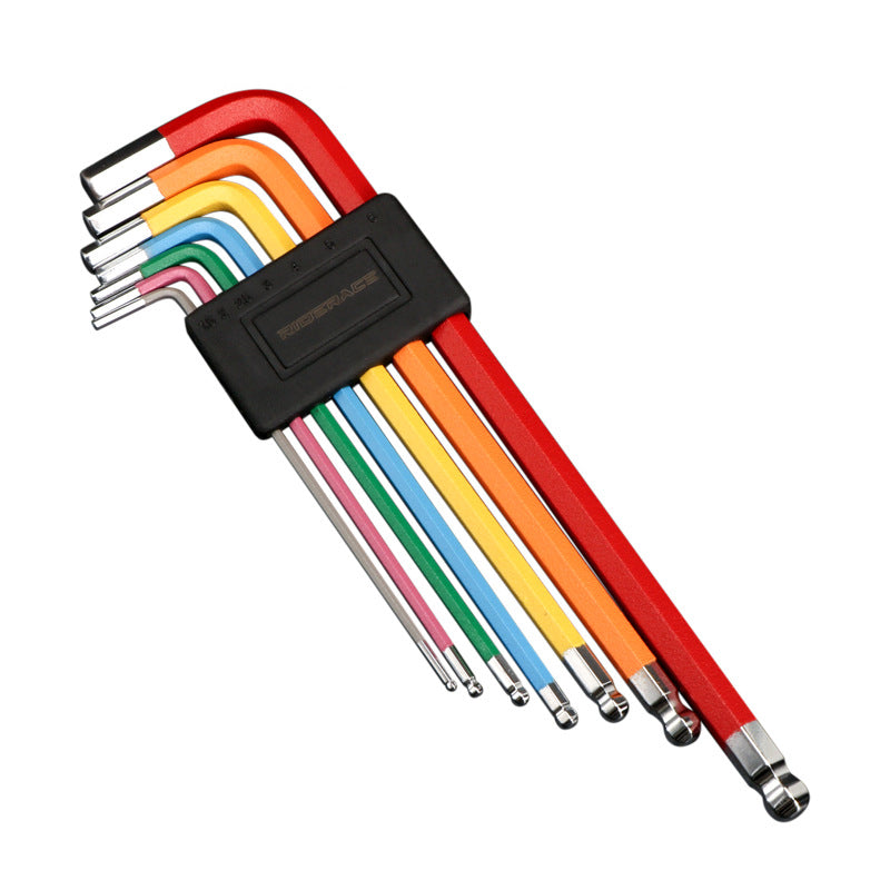 LinkMejor 7Pcs S2 Alloy Steel Portable Mini Bicycle Inner Hexagon Wrench Set 1.5/2/2.5/3/4/5/6mm Spanner Flat Ball Opening Colorful MTB Road Bike Repair Tool Kit