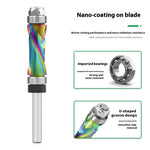 LinkMejor 1/4 Inch 6.35mm Shank Nano Coated Spiral Compression Flush Trim Router Bit Top & Bottom Bearing Milling Cutter for Wood MDF Decorative Panels