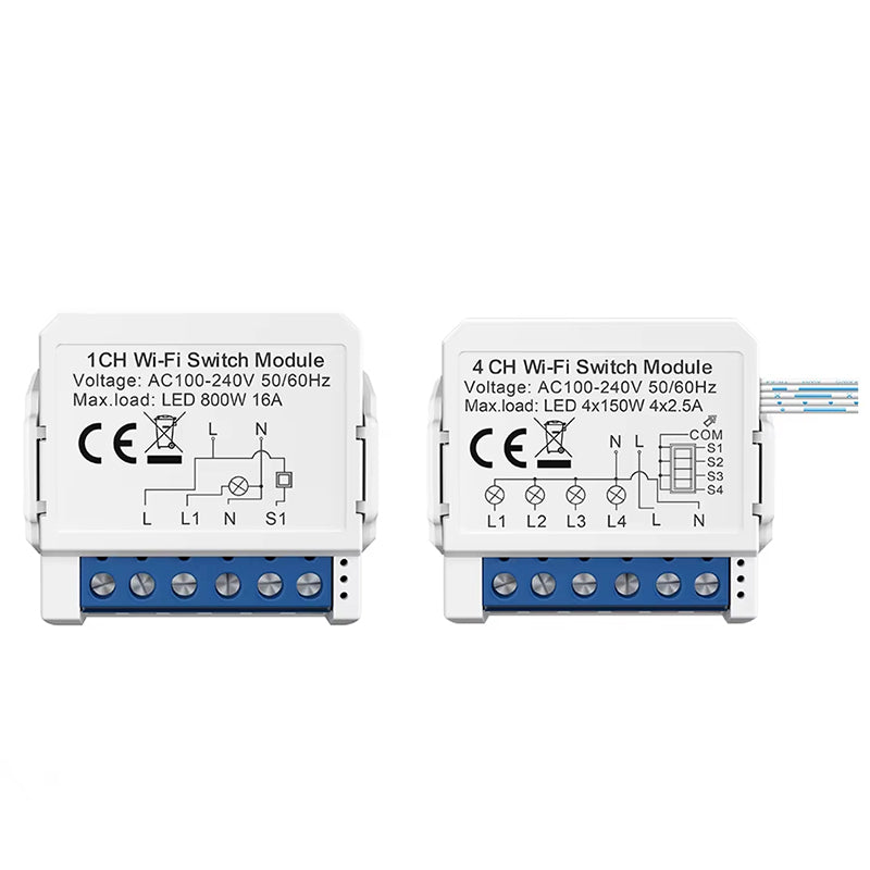 Tuya WiFi Smart Switch Module 1/2/3/4CH Supports 2 Way Control App Remote Control DIY Light Switch Module 100-240V Work with Alexa Google Home