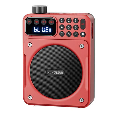 Amoi X03 Mini Digital FM Radio Wireless bluetooth Speaker with Knob Dual Magnetic Speakers 1200mAh Battery Support TF Card USB Disk 3.5mm Wired Playback Portable Speakers