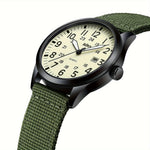 LinkMejor Simple Calendar Sports Waterproof Quartz Watch Comfortable Nylon Strap Luminous Pointer Men Watch with Alloy Case