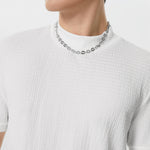 LinkMejor Mens Half-collar Solid Knitted pit-stripe Short Sleeve T-shirt