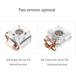 Raspberry Pi 5 RGB Low-Profile ICE Tower CPU Cooling Fan Horizontal/Vertical U-shaped Copper Tube Fin Tower