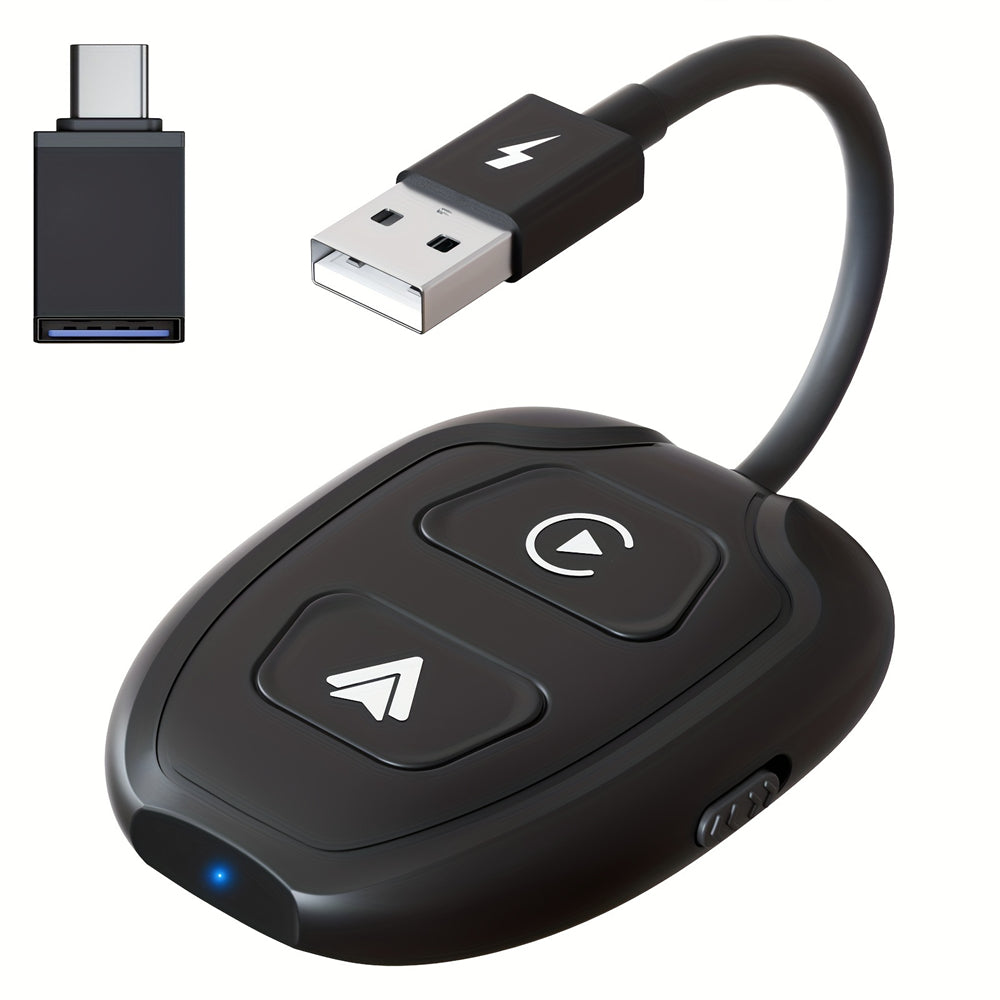 2 IN 1 Car Wireless CarPlay & Android Auto Adapter Plug and Play Compatible All Car Models with USB / USB-C Port