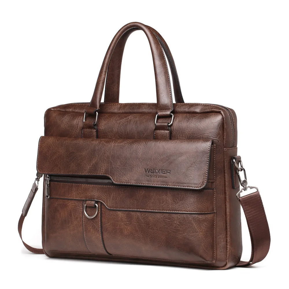 LinkMejor Men's Briefcase Retro Business Casual Laptop Bag Office High Quality PU Leather Handbag Shoulder Messenger Bags