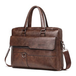LinkMejor Men's Briefcase Retro Business Casual Laptop Bag Office High Quality PU Leather Handbag Shoulder Messenger Bags
