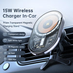 Mcdodo 15W Magnetic Wireless Charger Car Mount PD3.0 QC3.0 Fast Charging Transparent 360° Rotation Breathing Light