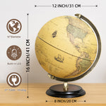 12" Illuminated World Globe 720° Rotating Education Cartography Map W/ LED Light