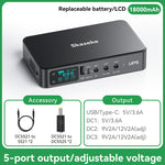 DR2 Mini UPS With LCD 10400/18000mAh 5-Port Output USB/Type-C Adjustable Router Modem Backup Power