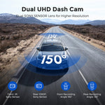 LinkMejor AR09 Dual Camera Dash Cam 2K Front 1080P Rear 10inch IPS Touch Screen Night Vision WiFi Parking Monitor Rearview Mirror Dash Cam DVR