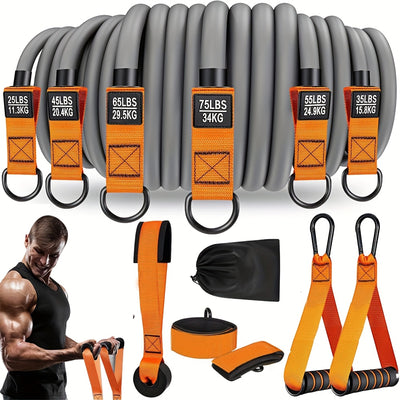 LinkMejor 300lbs Adjustable Resistance Bands Set with Handles for Muscle Strength Slim Fitness Training Home Gym Exercise