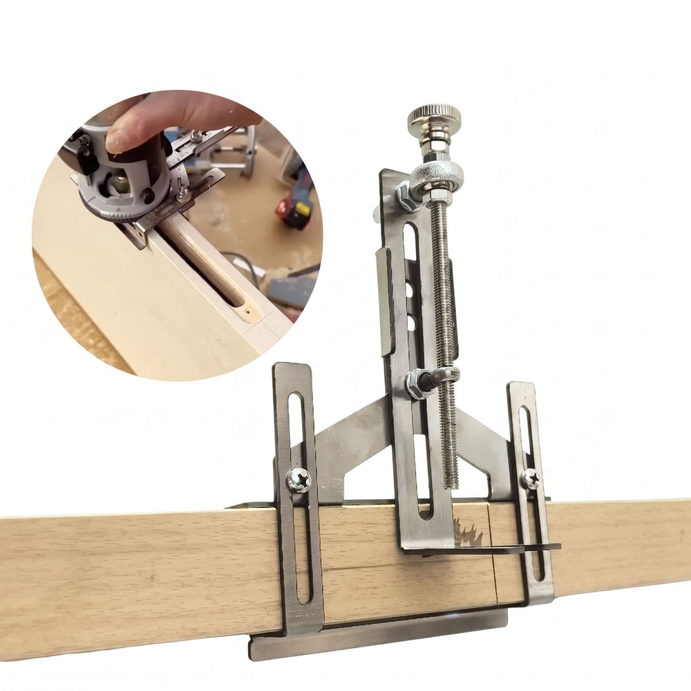 Trimmer Router Straight Edge Guide Metal Centering Slotting Jig with Scale for Woodworking Palm
