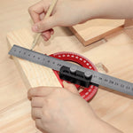 Combination Semi Circular Angle Finder 0 180 Degree Protractor with Detachable 330mm Ruler Precision Woodworking Measurement Tool