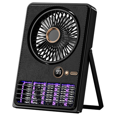 Tevorex 2-in-1 Portable Electric Mosquito Killer Fan Light 5 Speed Adjustable 2000V High Power EV Shock 3000mAh Large Battery Rechargeable Foldable Bug Zapper Lamp with LED Digital Display for Indoor Outdoor