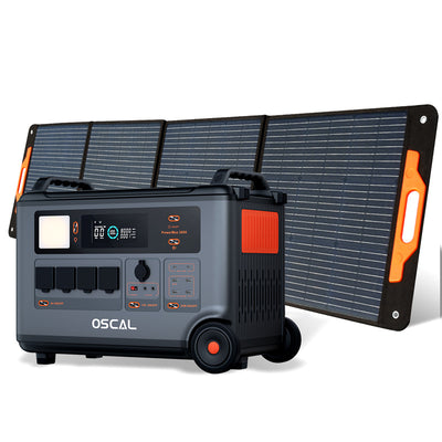 [US Direct]Blackview Oscal PowerMax3600 Rugged Power Station with PM200/PM400 Solar Panel Kit 3600Wh to 57600Wh LiFePO4 Battery Pack Power Bank with 14 Outlets 5 LED Light Modes Morse Code Roller Power Backup for Emergency Communication Camping House