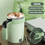 IPRee 380ML Detachable Automatic Magnetic Stirring Mug with Straw & Lid Stainless Steel Waterproof USB Electric Mixing Coffee Mug