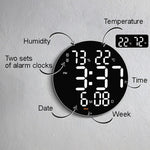 LinkMejor 10 Inch Digital Wall Clock With Remote Controller / Dual Alarm Clock / Calendar / Temperature / Humidity / Count Down for Home and Office