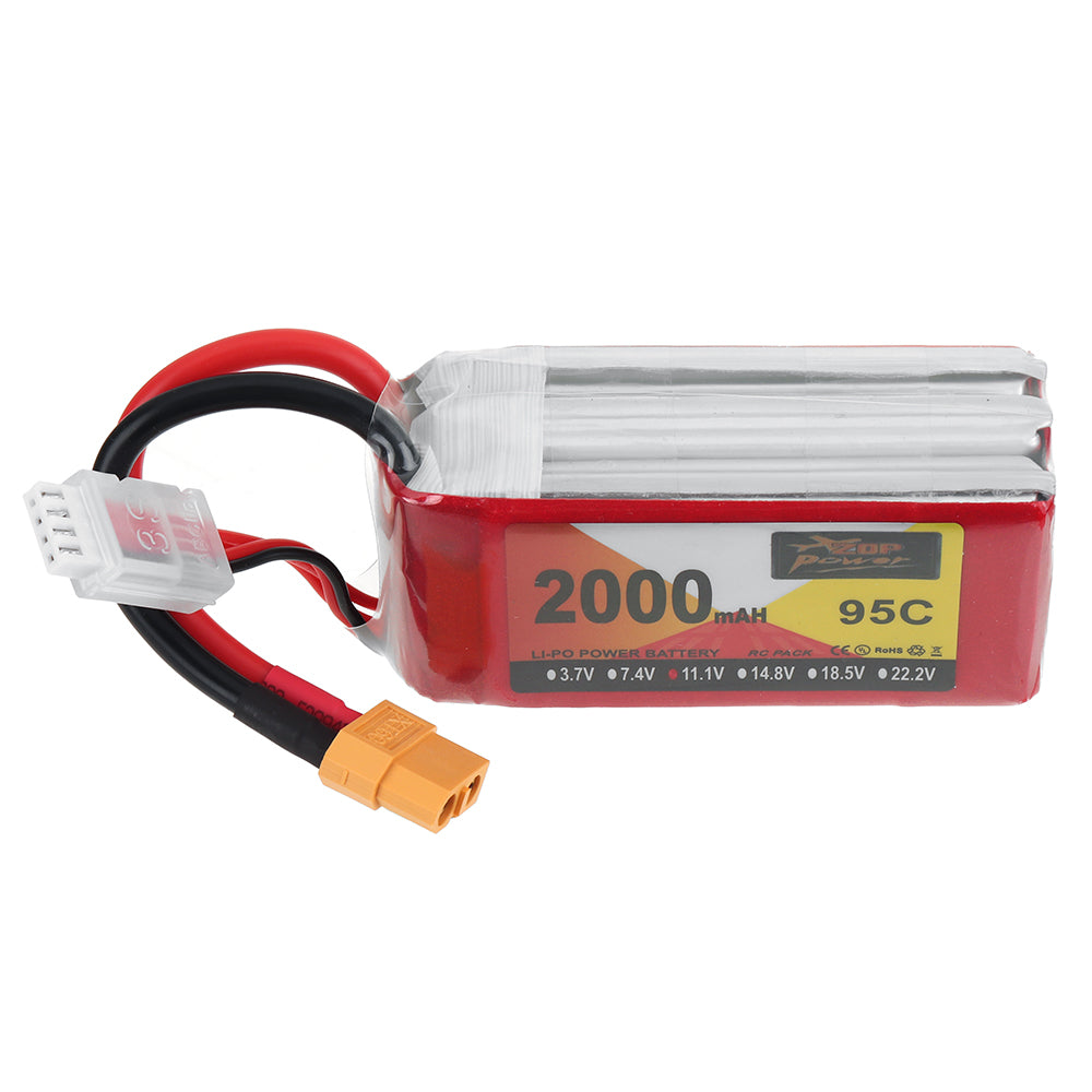 LinkMejor 11.1V 2000mAh 95C 3S LiPo Battery XT60 Plug With T Adapter Plug for RC Drone