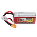 LinkMejor 11.1V 2000mAh 95C 3S LiPo Battery XT60 Plug With T Adapter Plug for RC Drone