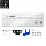 LinkMejor Hooked On Wood TrueGrid Dog Hole Drill Guide Precision 20mm Grid No CNC Required 20mm Forstner Main Boring Guide With Dust Port 3mm Pilot Guide Stop Collar Workbench Grid Layout