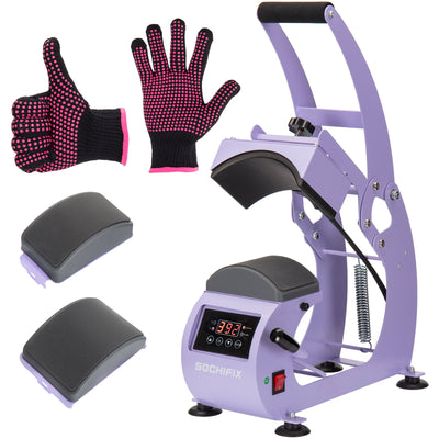 LinkMejor Heat Press Precise Temp/Timer Control 6.54"x3.84"Curved Heat Plate 2 Hat Pad Hat Stretcher Safety Base Glove Hat Press Heat Machine for Caps Sublimation Vinyl Heat Transfer