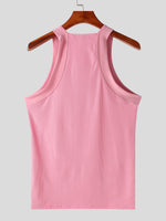 LinkMejor Mens High Elastic Solid Color Casual Tank Top