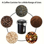 IPRee 1.2L/1.8L Coffee Bean Storage Container Stainless Steel Vacuum Sealed Canister with One Way Valve Date Tracker Airtight Food Grade Kitchen Storage Jar