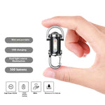 Multifunctional Mini LED Keychain Flashlight with UV Light USB Rechargeable Waterproof LED Keyring Practical Inspection Work Light Outdoor Activities Key Chain Light