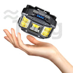 LinkMejor LED Head Mounted Flashlight USB Charging Powerful Headlight Torch Power Display Camping Head Light for Outdoor Night Fishing