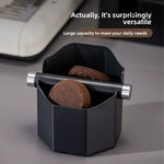 Comfook Metal Compact Coffee Espresso Knock Box Coffee Waste Bin Espresso Puck Bin Espresso Grounds Bin with Silicone Knock Bar