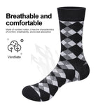 LinkMejor 5 Pairs Of Men's Trendy Checkered Pattern Mid Calf Crew Socks, Breathable Cotton Blend Comfy Casual Sports Socks For Outdoor Fitness Basketball Running