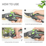 Industrial Pruning Shears 205mm SK5 Steel Blade 50mm Length Two-level Opening Ergonomic Non-slip Handles Labor-saving Spring Precision Cutting