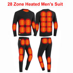 LinkMejor HD-28 Unisex Electric Heated Top Pant Set, 28 Heating Areas, Full Body Thermal, USB Charging, Long Sleeves Trousers Suit for Winter Outdoors