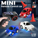 LinkMejor Q7201 1/72 2.4G Mini RC Car LED Light 3 Speed Adjustable Full Scale Q Version Desktop Micro Remote Cruise Control Vehicles Models Toys