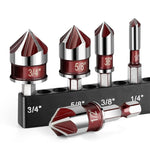 Premium Steel 5 Flute Countersink Drill Bits Set Hex Shank 82 Degree Cutting Tip for Wood Plastic Metal