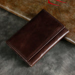 Ekphero Men's Genuine Leather Card Holder Retro Head Oil Wax Multi-card Bag RFID Blocking Credit Card Case Large Capacity ID Card Wallet Case Vintage Hasp Male Purse