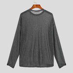 INCERUN Men Mesh Thin Long Sleeve T-shirts Comfortable Loose Fit Sun Protection Crew Neck Top Large Size S-5XL for Spring Fall
