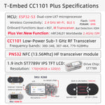 LinkMejor T-Embed CC1101 Plus ESP32-S3 Development Board Sub-1 GHz RF Transceiver PN532 NFC RFID I2C Module 1.9inch LCD Built-in Battery 1300mAh