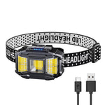 LinkMejor LED Head Mounted Flashlight USB Charging Powerful Headlight Torch Power Display Camping Head Light for Outdoor Night Fishing