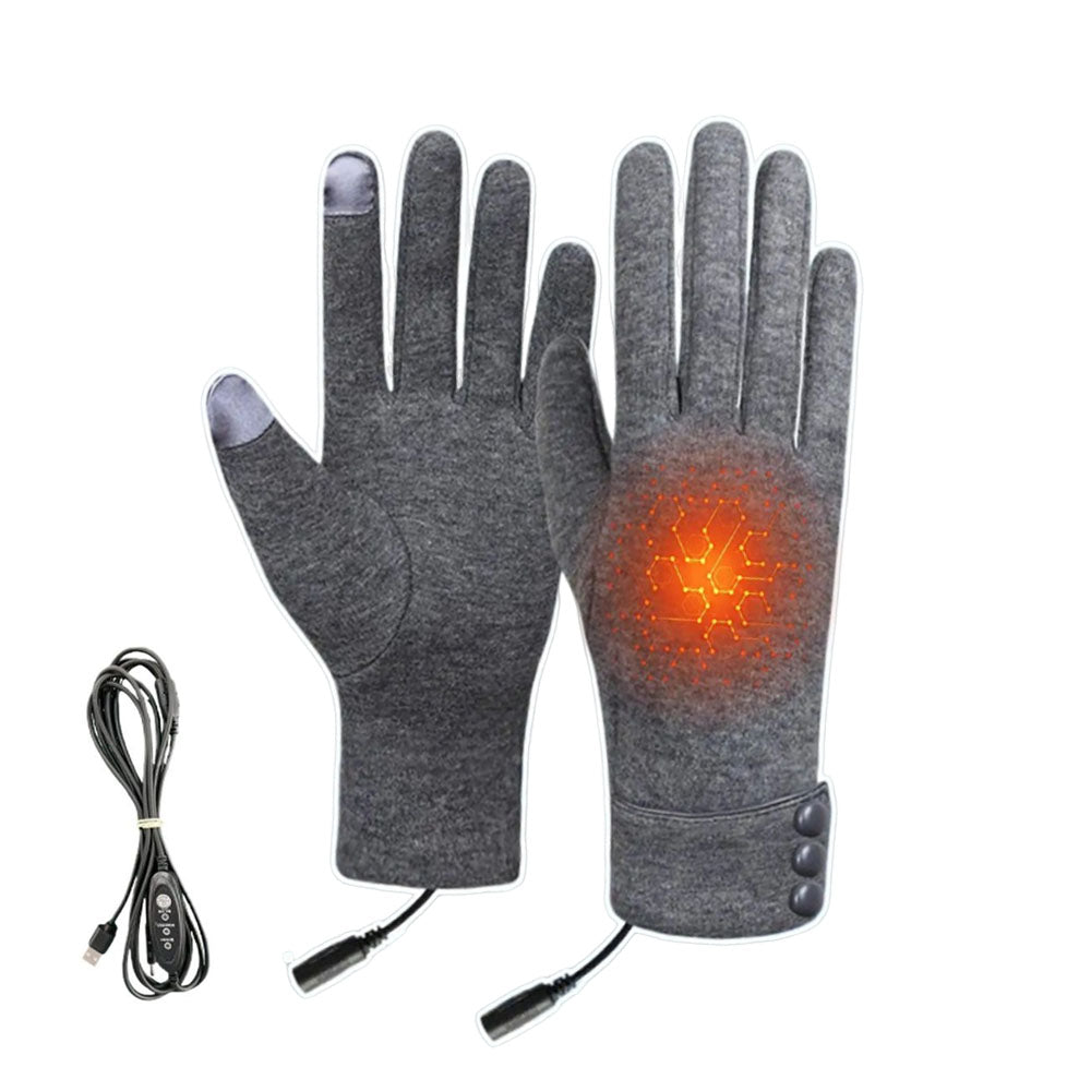 LinkMejor USB Heated Gloves 3-Level Adjustable Temperature Thermal Windproof Touchscreen Cycling Winter Gloves for Outdoor Snowboarding Camping Fishing