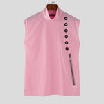 LinkMejor Mens Casual Daily Print Vest Stretch Turtleneck Tank Top for Male