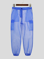 INCERUN Men Transparent Mesh Zipper Pants Nightclub Party Mens Pants Fashion Street Men's Bottoms