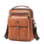 LinkMejor PU Leather Men's Messenger Bag Trend Retro Business Men's Shoulder Bag Waterproof Carry-on Bag Crossbody Bag Men's Backpack