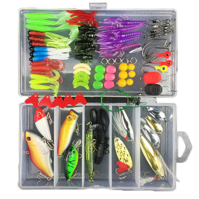 LinkMejor 88pcs Colorful Mixed Fishing Lure Sets Hard Baits/Soft Simulation Lures Artificial Bait With Box