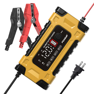 LinkMejor 12V 24V 10A Battery Charger with Intelligent Repair Screen Display for Cars and Motorcycles