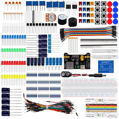 MB-102 830 Hole Breadboard Kit Basic Electronics Component Starter Kit with Power Supply Module Jumper Wire Potentiometer LED Resistors Capacitor for R3 Component Pack