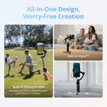 LinkMejor Osmo Mobile 8 Smartphone Gimbal Stabilizer 3-Axis Built-In Tracking Audio Light 10H Battery Extension Rod Tripod Vlog Kit