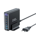 [GaN Tech] Toocki TCT240-33 240W 6-Port USB PD Charger with Smart Digital Display 2USB-A+4USB-C PD3.1 Fast Charging Desktop Charging Station EU Plug for iPhone 17 17Pro 16 Pro Max 15 14 for Xiaomi 17pro for Huawei Mate XTs