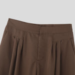 INCERUN Mens Pant Pleated Solid Color Trousers Casual Trendy Korean Pleated Solid Color Casual Pants